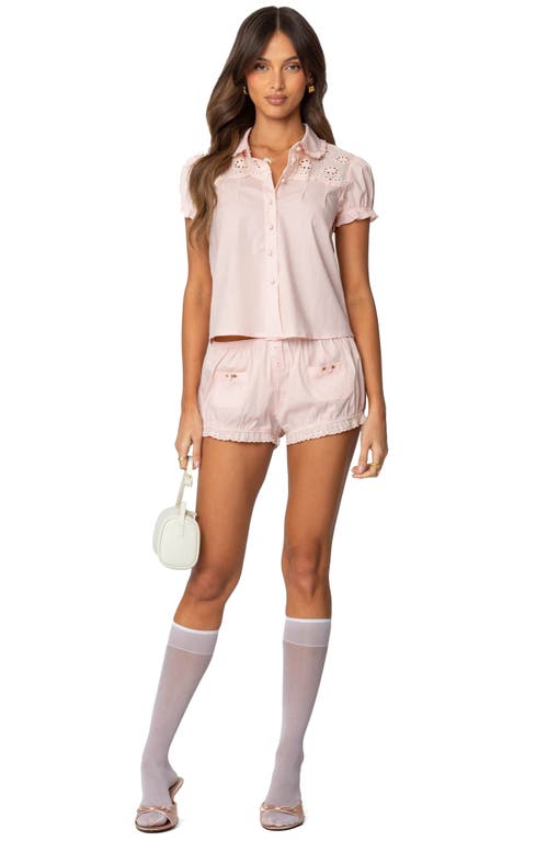 Shop Edikted Lona Bloomer Shorts In Light-pink
