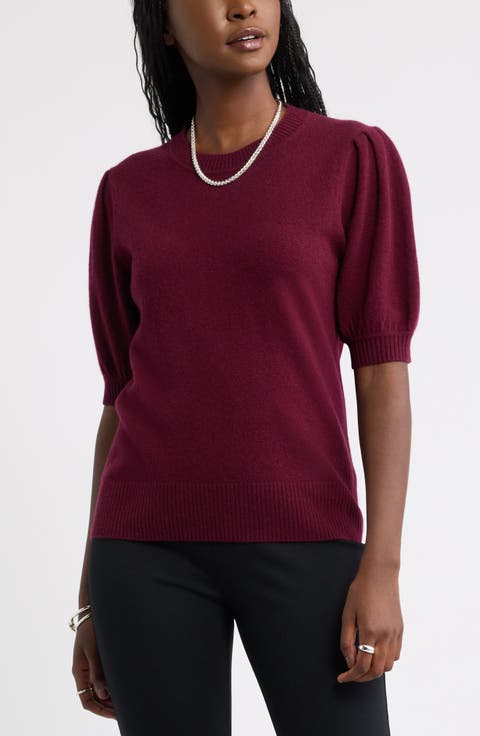 Puff Sleeve Wool & Cashmere Sweater