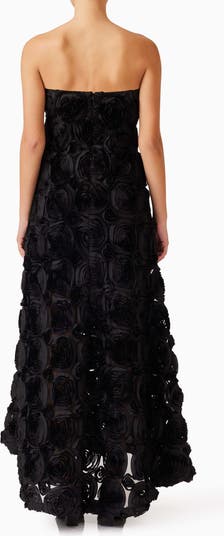 Selena Rosette Strapless Maxi Dress