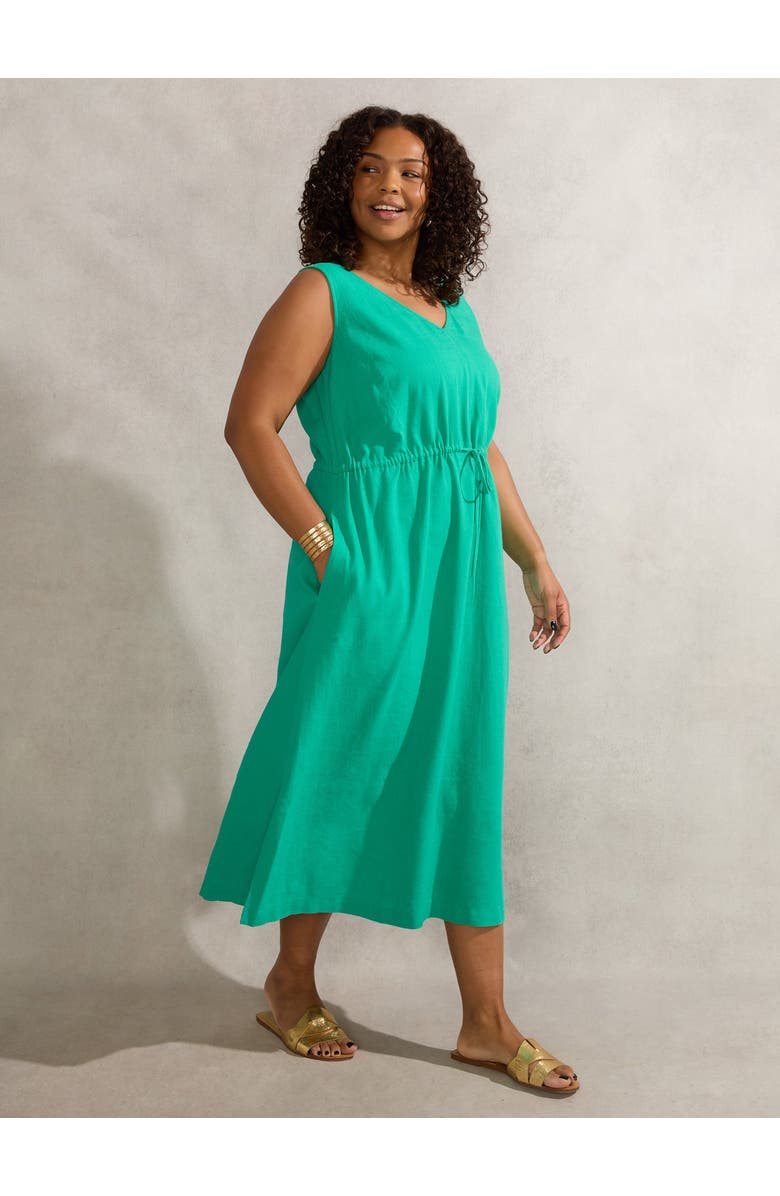 Live Unlimited Linen Blend Drawstring Dress, Main, color, Green