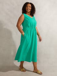 Live Unlimited Linen Blend Drawstring Dress