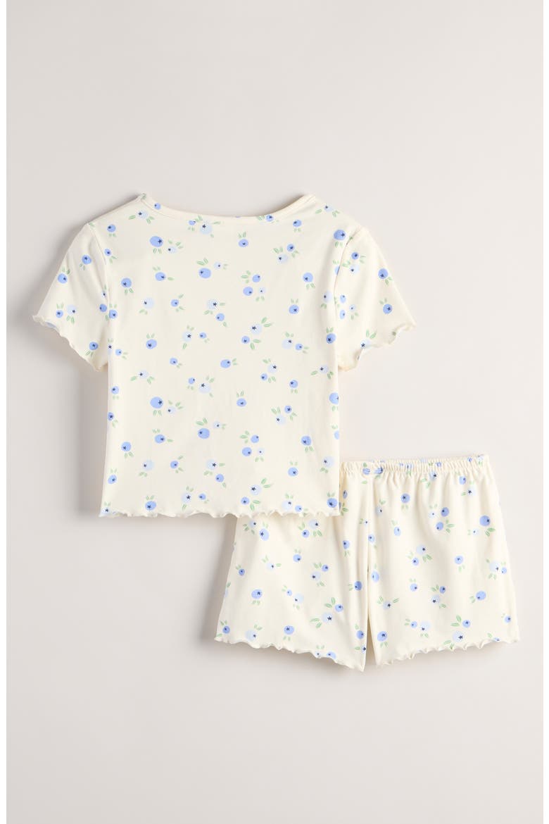 Kids' Lettuce Edge Shorts Pajamas, Alternate, color, IVORY BLUEBERRIES TOSS