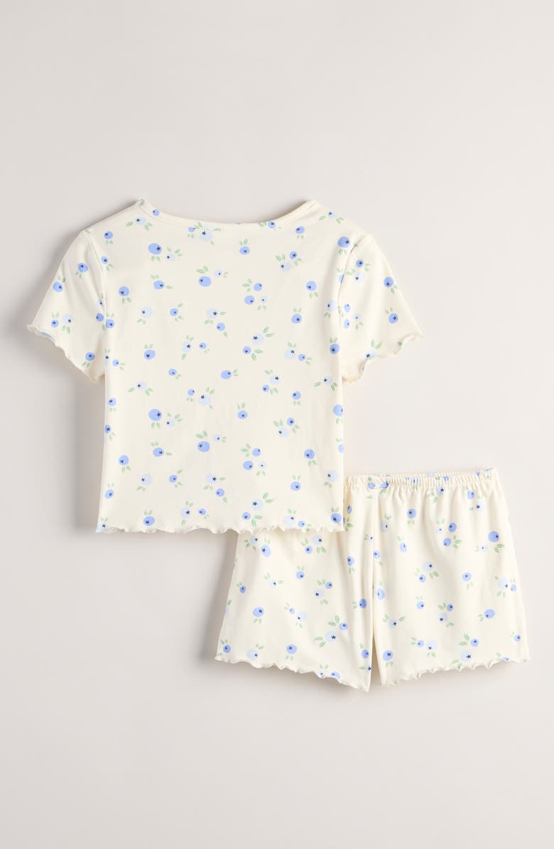 Nordstrom Kids' Lettuce Edge Shorts Pajamas, Alternate, color, Ivory Blueberries Toss