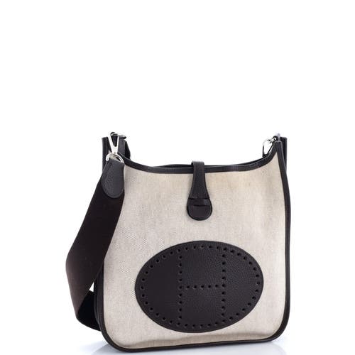 Pre-owned Hermes Hermes Evelyne Bag Gen Ii Toile And Leather Pm In Silver