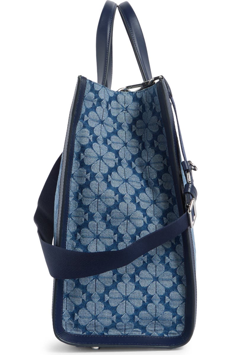 Kate Spade New York spade flower jacquard denim manhattan tote bag, Alternate, color, Parisian Navy Multi