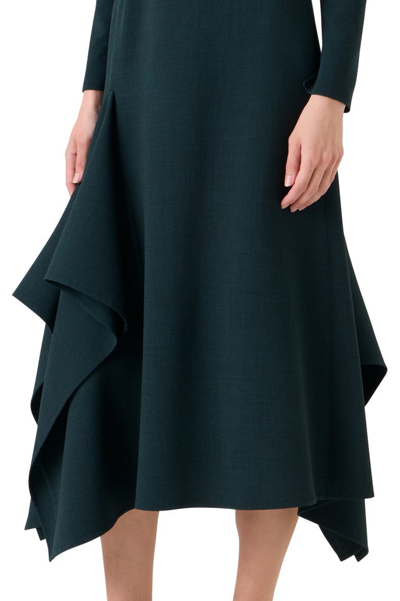 Wool Double Face Midi Dress, Alternate, color, FOREST GREEN