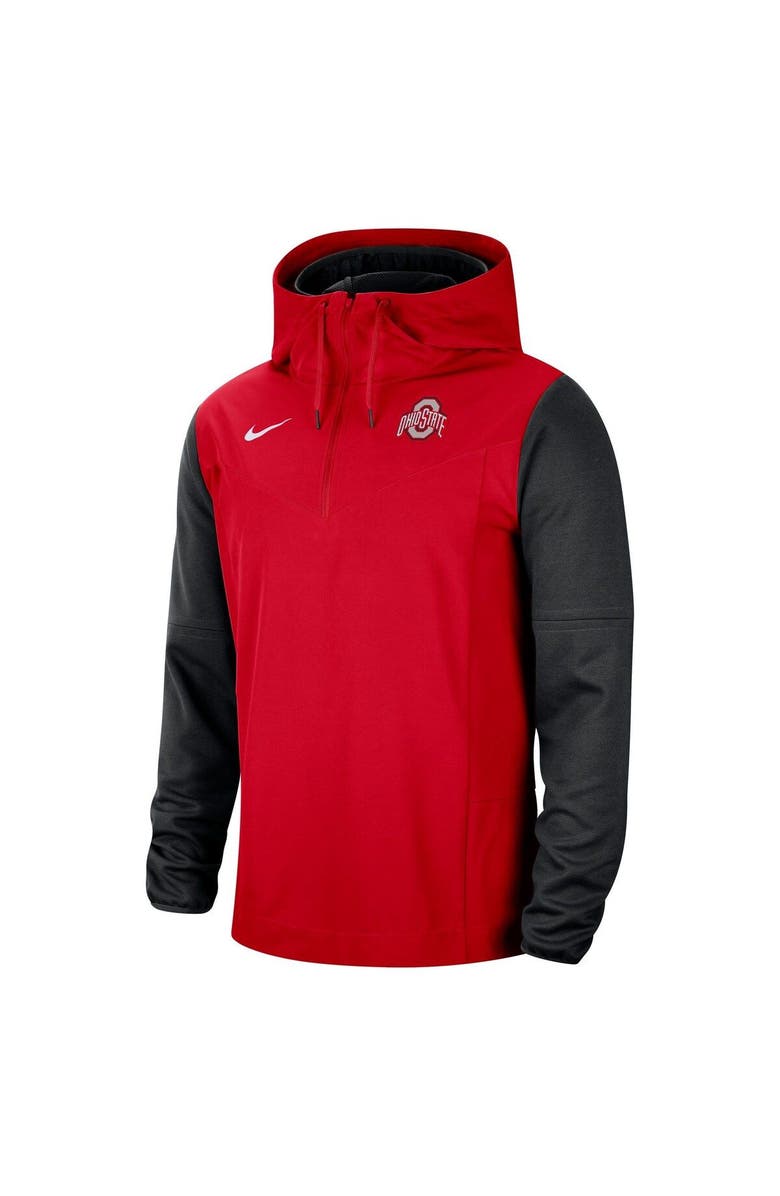 Nike Men's Nike Scarlet/Black Ohio State Buckeyes Sideline Player Quarter-Zip Hoodie Jacket, Alternate, color, 