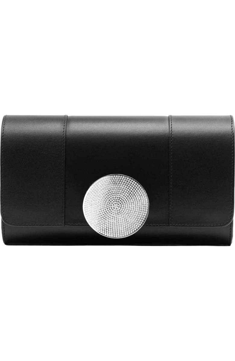 PERRIN PARIS Le Disque Strass Clutch, Main, color, Black W/ Clear Strass