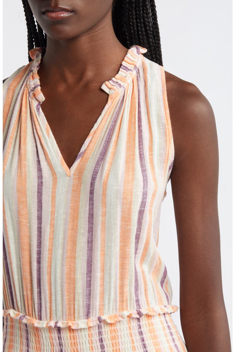 Loulou Stripe Sleeveless Linen Blend Maxi Dress, Alternate, color, PAPAYA STRIPE