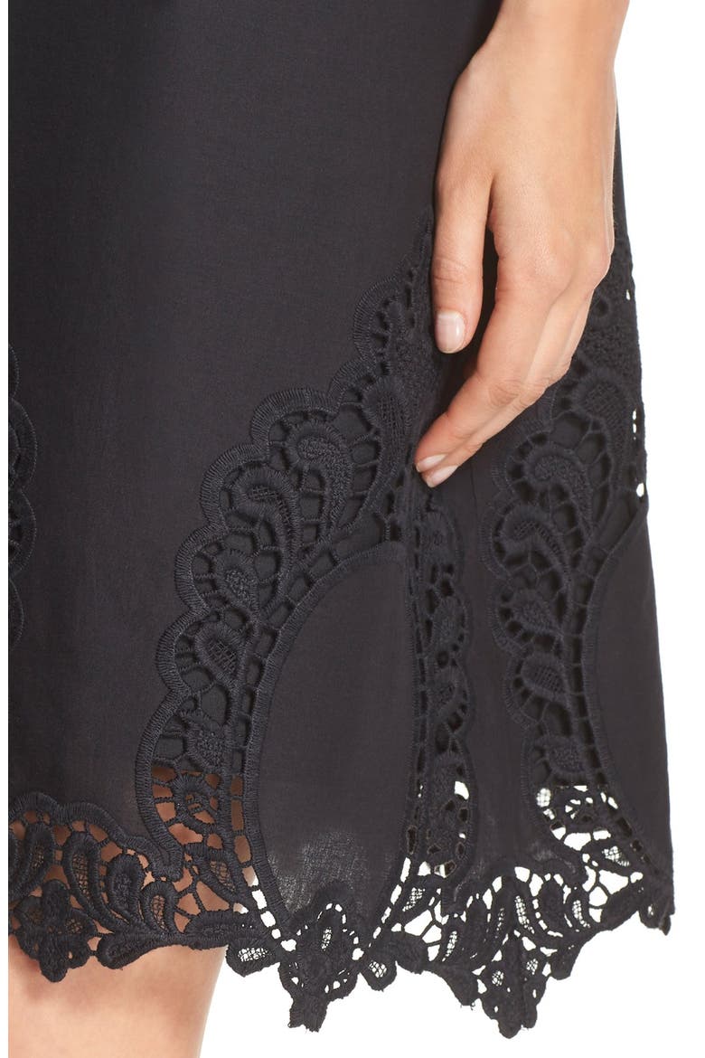 Embroidered Hem Cotton Shift Dress (Nordstrom Exclusive), Alternate, color, BLACK