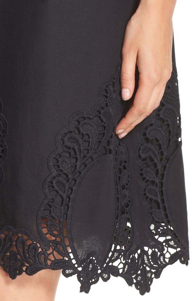 Felicity & Coco Embroidered Hem Cotton Shift Dress, Alternate, color, 