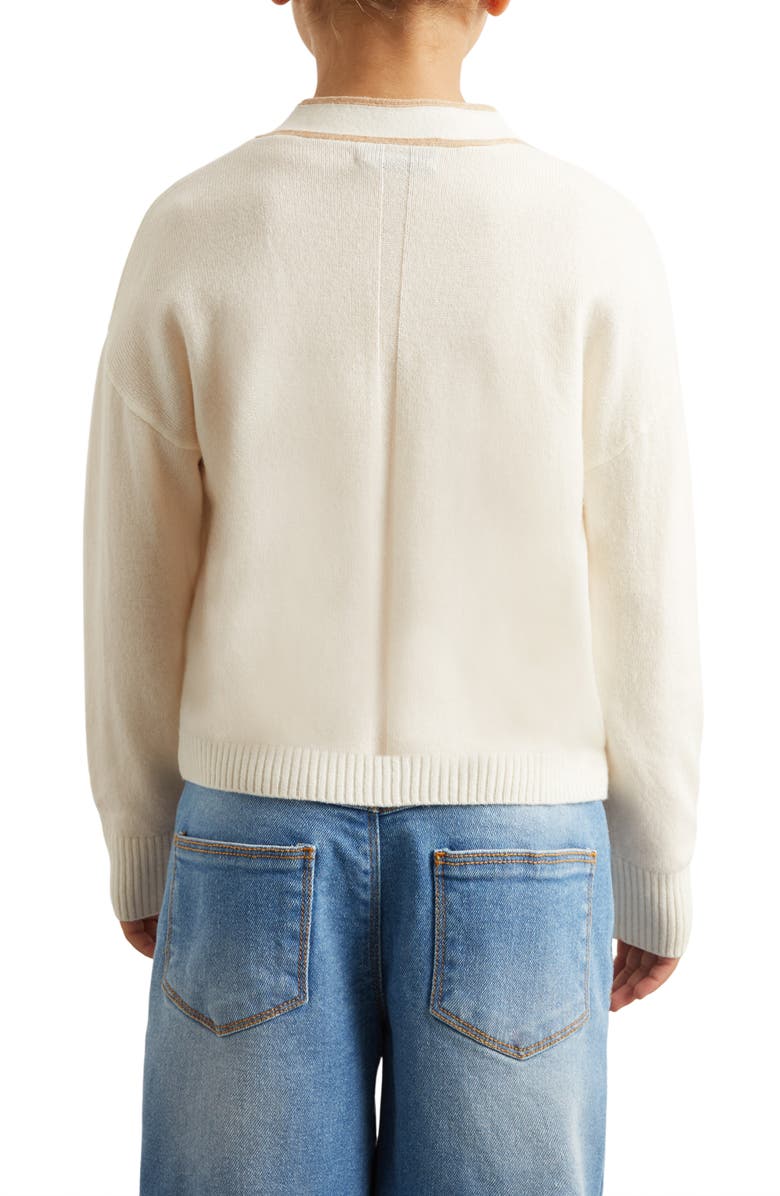 Reiss Kids' Juni Wool & Cashmere Blend Cardigan, Alternate, color, Cream