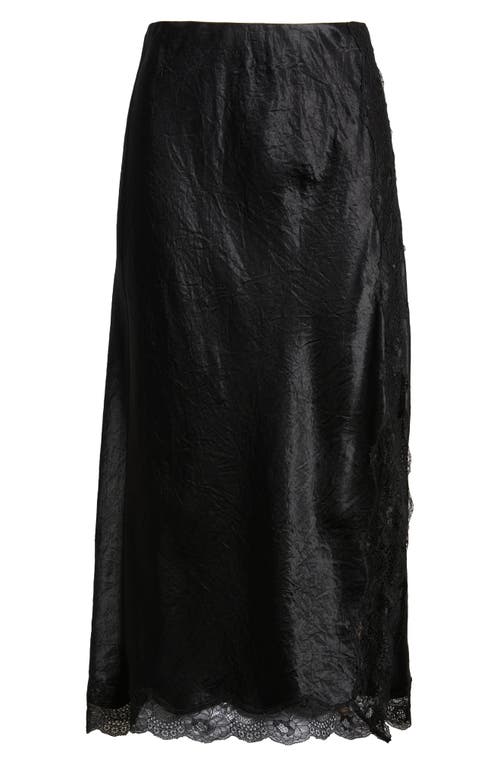 Rails Rylan Crinkle Satin Slip Skirt In Black Crinkle