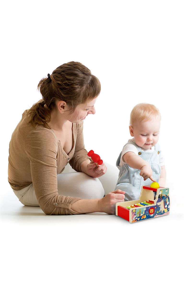 Leo & Friends Pound & Tap Xylophone with Slide-Out Xylophone, Hammer, and Bright Colors, Alternate, color, Red