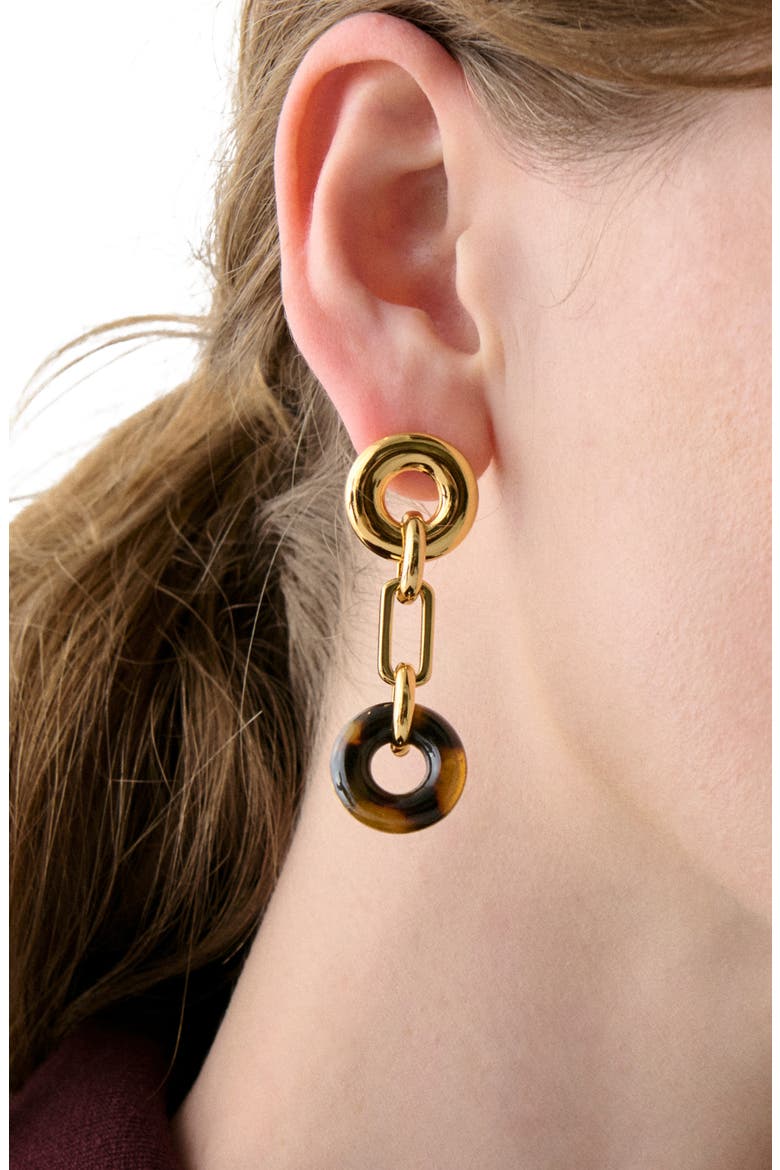 two tone linear drop earrings, Alternate, color, TORTOISE