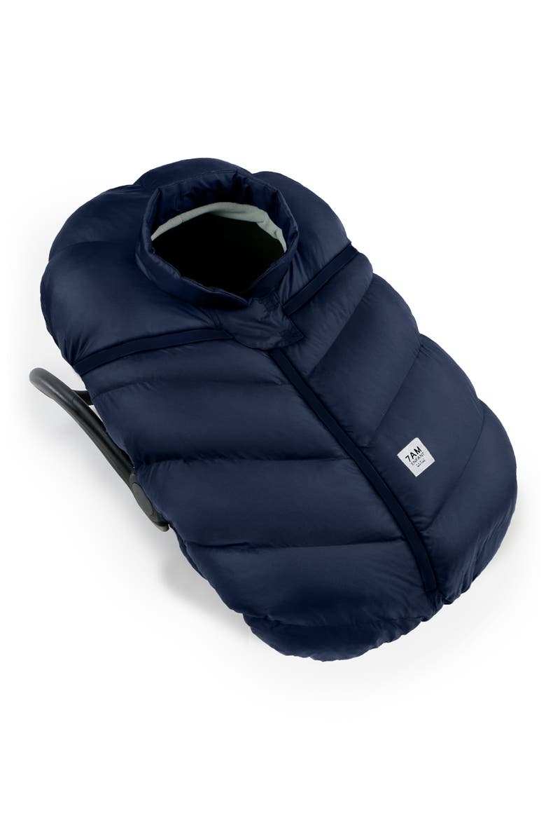 Faux Shearling Trim Car Seat Cocoon, Alternate, color, NAVY