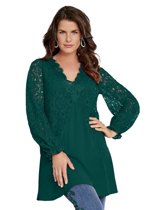 Lace & Georgette Swing Tunic (Plus)