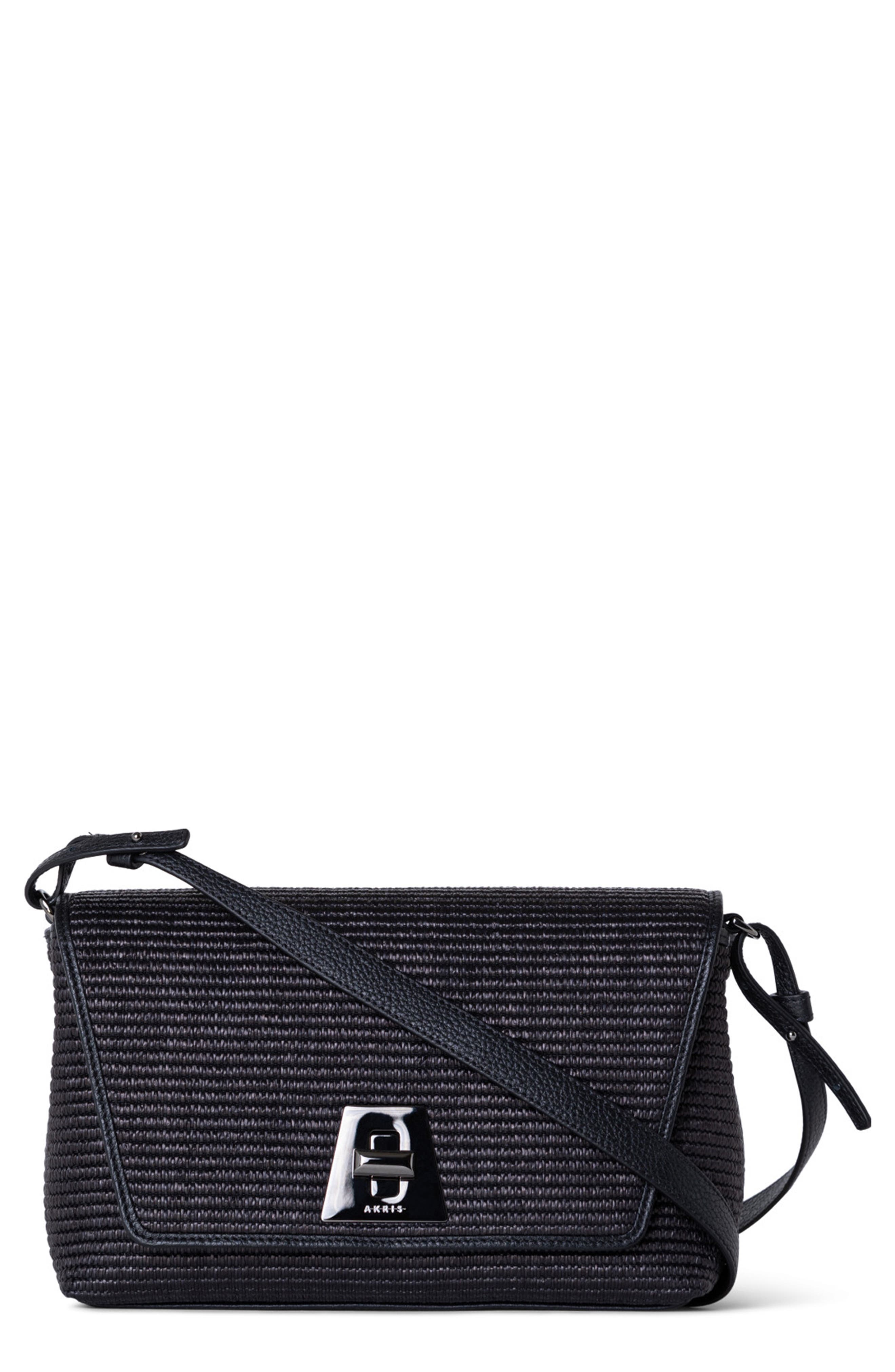 Akris Small Anouk Woven Raffia Crossbody Bag, Main, color, 