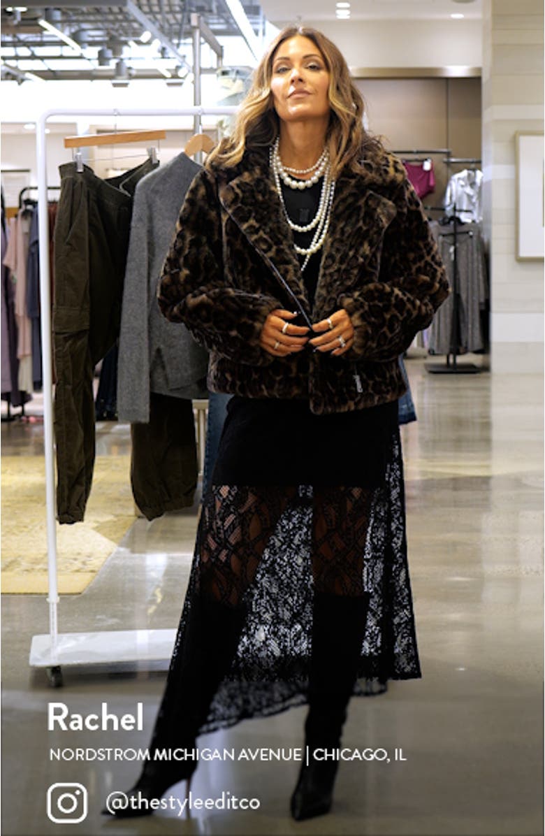 Dahlia Leopard Recycled Polyester Pluche<sup>™</sup> Faux Fur Biker Jacket, sales video thumbnail