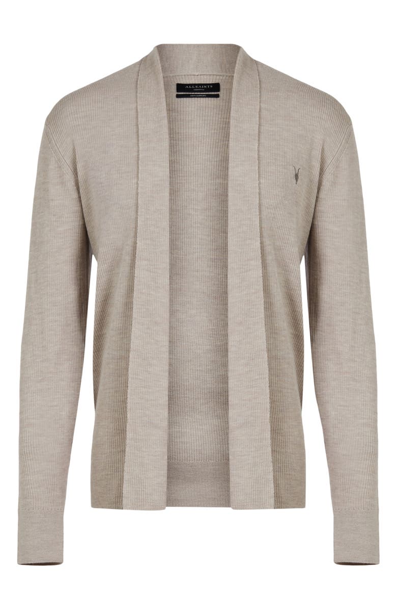 AllSaints Mode Merino Wool Open Front Cardigan, Alternate, color,