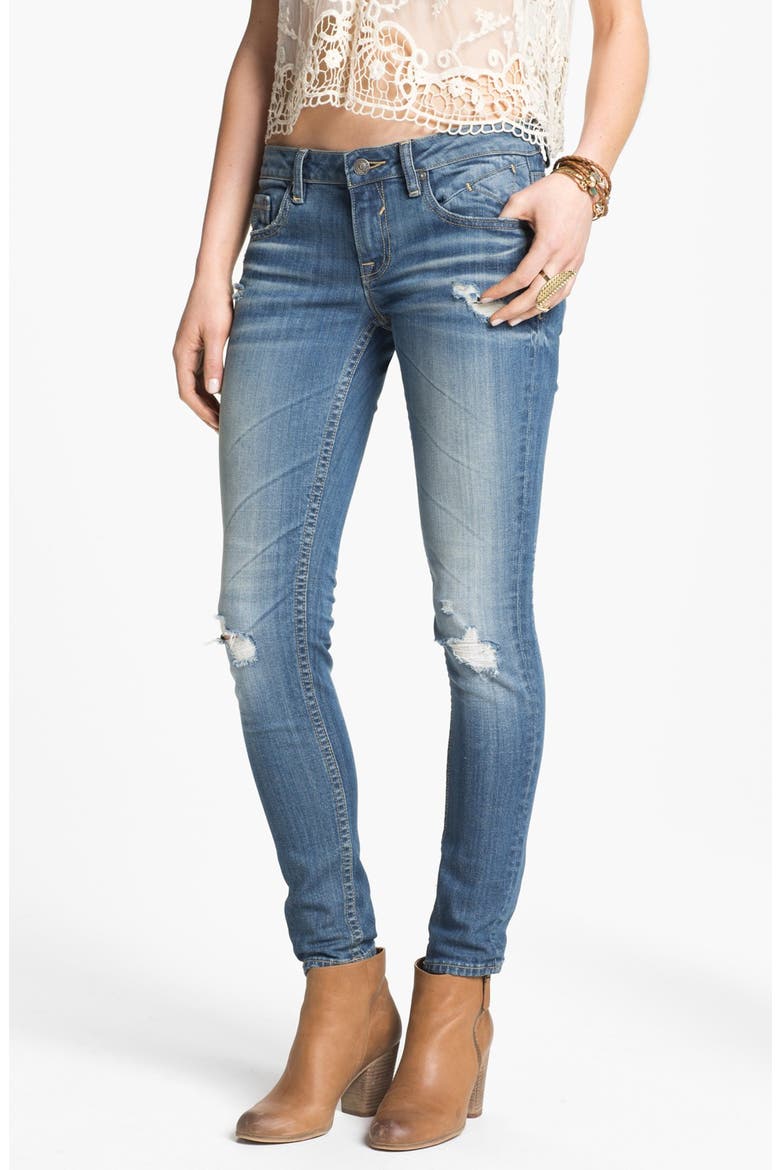 Destroyed Skinny Jeans, Main, color, MEDIUM WASH