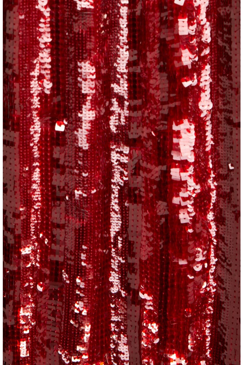 Tie Neck Long Sleeve Sequin Midi Dress, Alternate, color, ROUGE ROYAL
