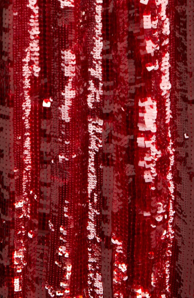 Saint Laurent Tie Neck Long Sleeve Sequin Midi Dress, Alternate, color,