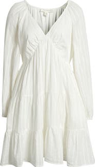 Treasure & Bond Floral Print Jacquard Long Sleeve Minidress