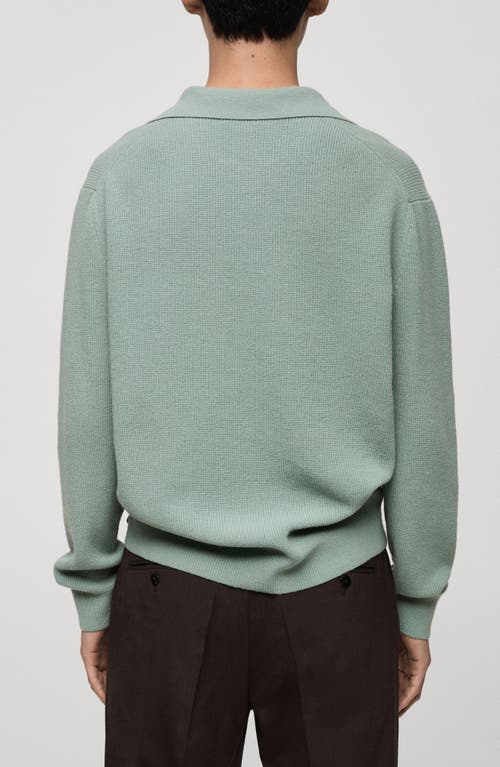 Mango Polo Sweater In Green