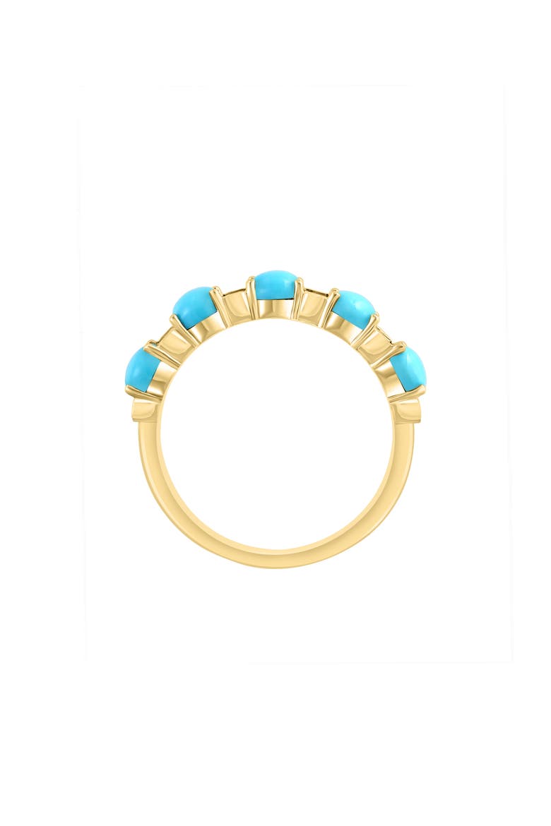14K Yellow Gold Diamond & Turquoise Ring, Alternate, color, BLUE