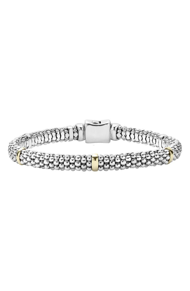 LAGOS Caviar Rope Station Bracelet, Main, color, Sterling Silver / Gold