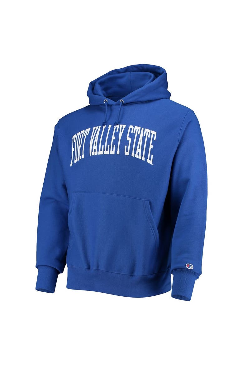 Men's Champion Royal Fort Valley State Wildcats Tall Arch Pullover Hoodie, Alternate, color, Royal