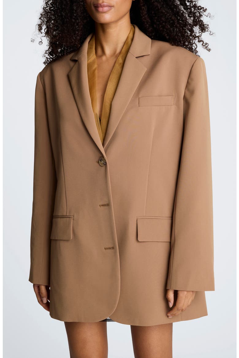 Three-Button Boyfriend Blazer, Main, color, MESQUITE