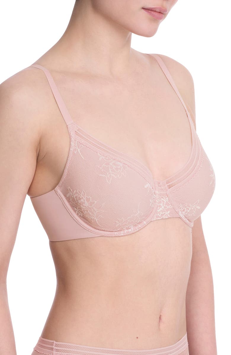 Natori Love Lace Underwire Bra, Alternate, color, Pink Pearl/ Warm White