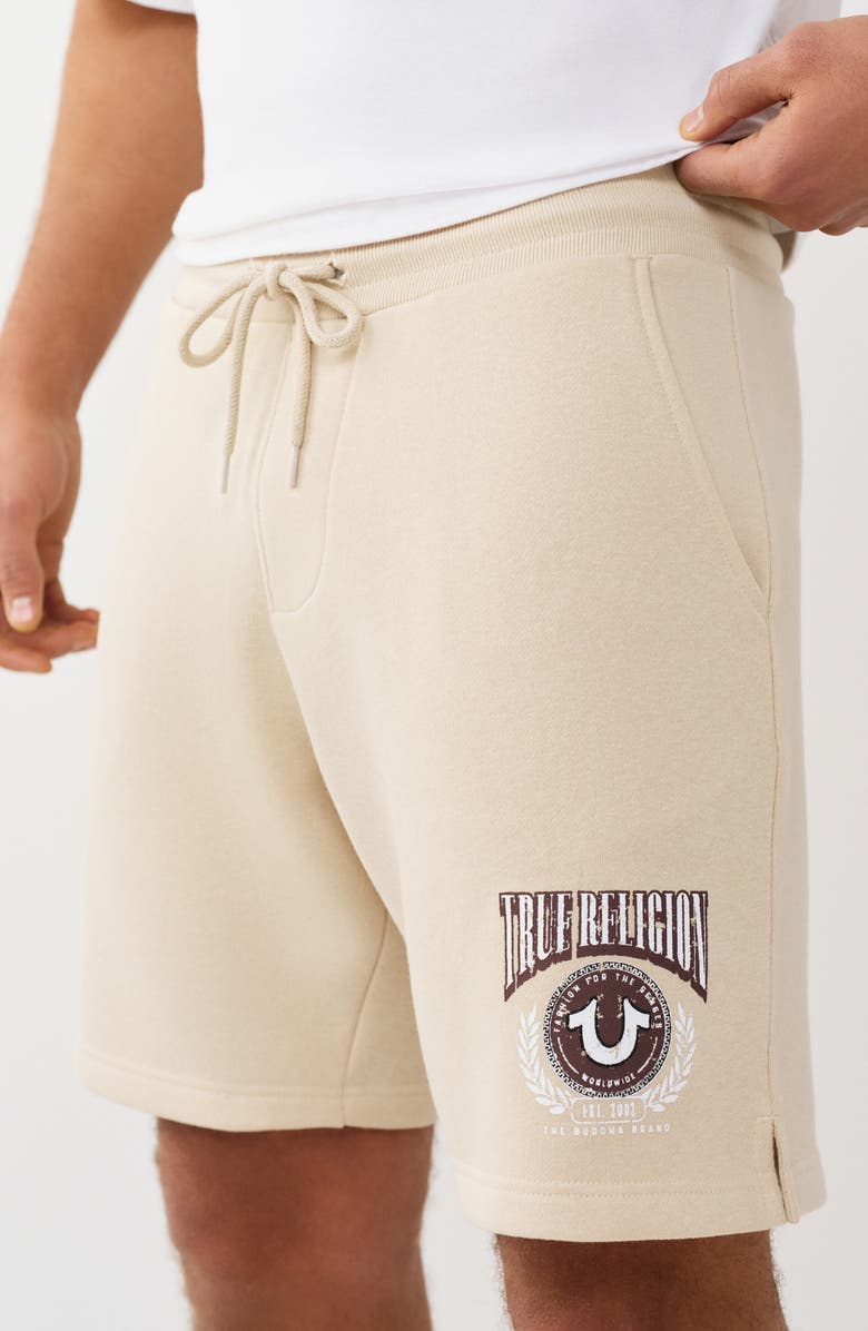 True Religion College Sweat Shorts, Alternate, color, Fog