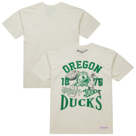 Men's Mitchell & Ness  Cream Oregon Ducks Heritage Scholar T-Shirt