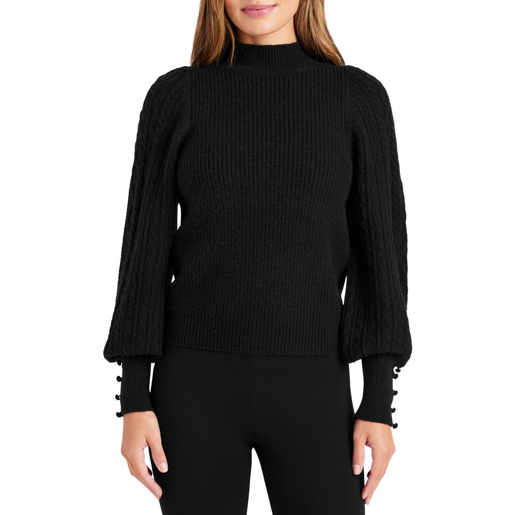 Splendid Jordyn Mock Neck Balloon Sleeve Sweater