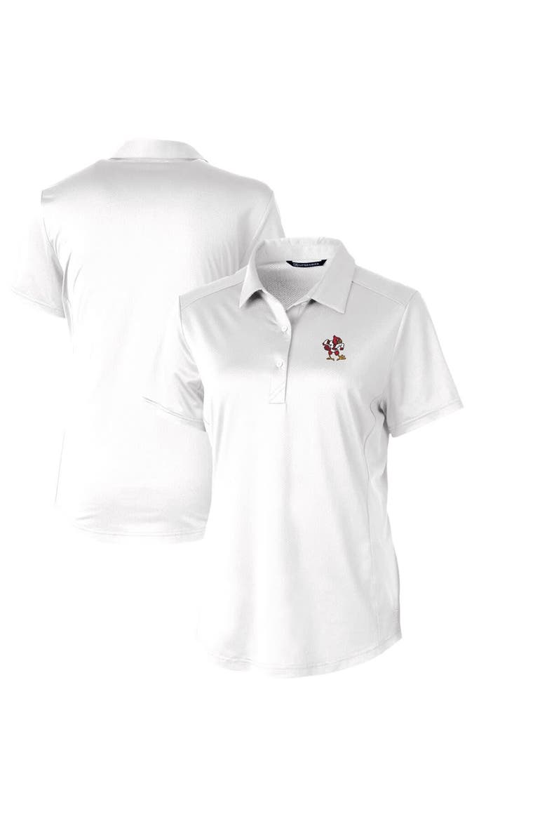 Women's Cutter & Buck White Louisville Cardinals Vault Prospect Textured Stretch Polo, Alternate, color, White