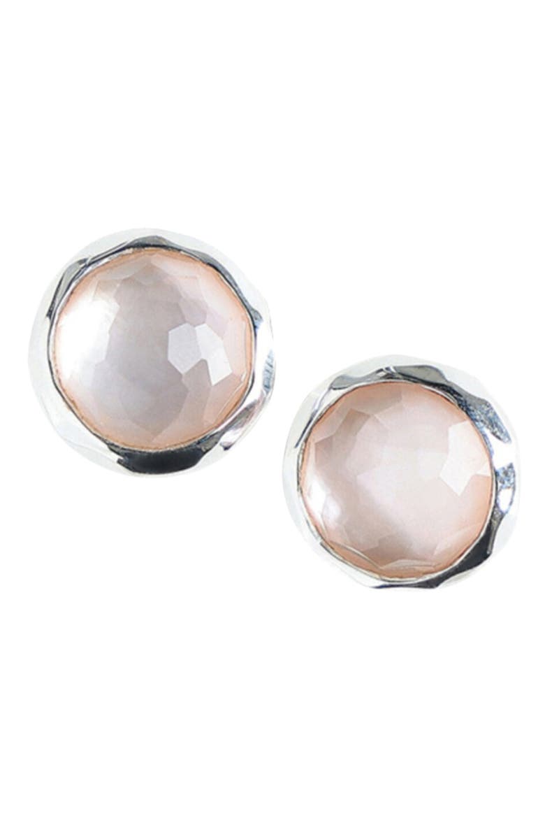 'Rock Candy' Semiprecious Stud Earrings, Alternate, color, ROCK CRYSTAL MOP DOUBLE PINK