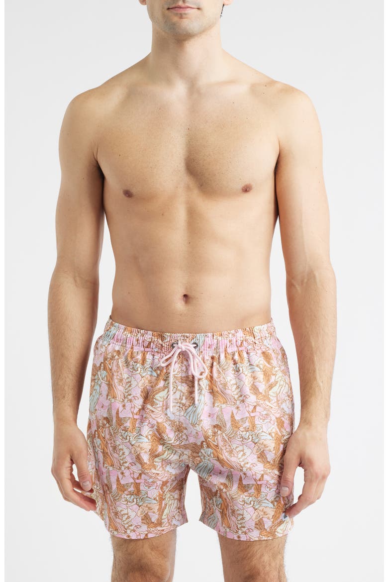 Floral Swim Trunks, Main, color, PINK