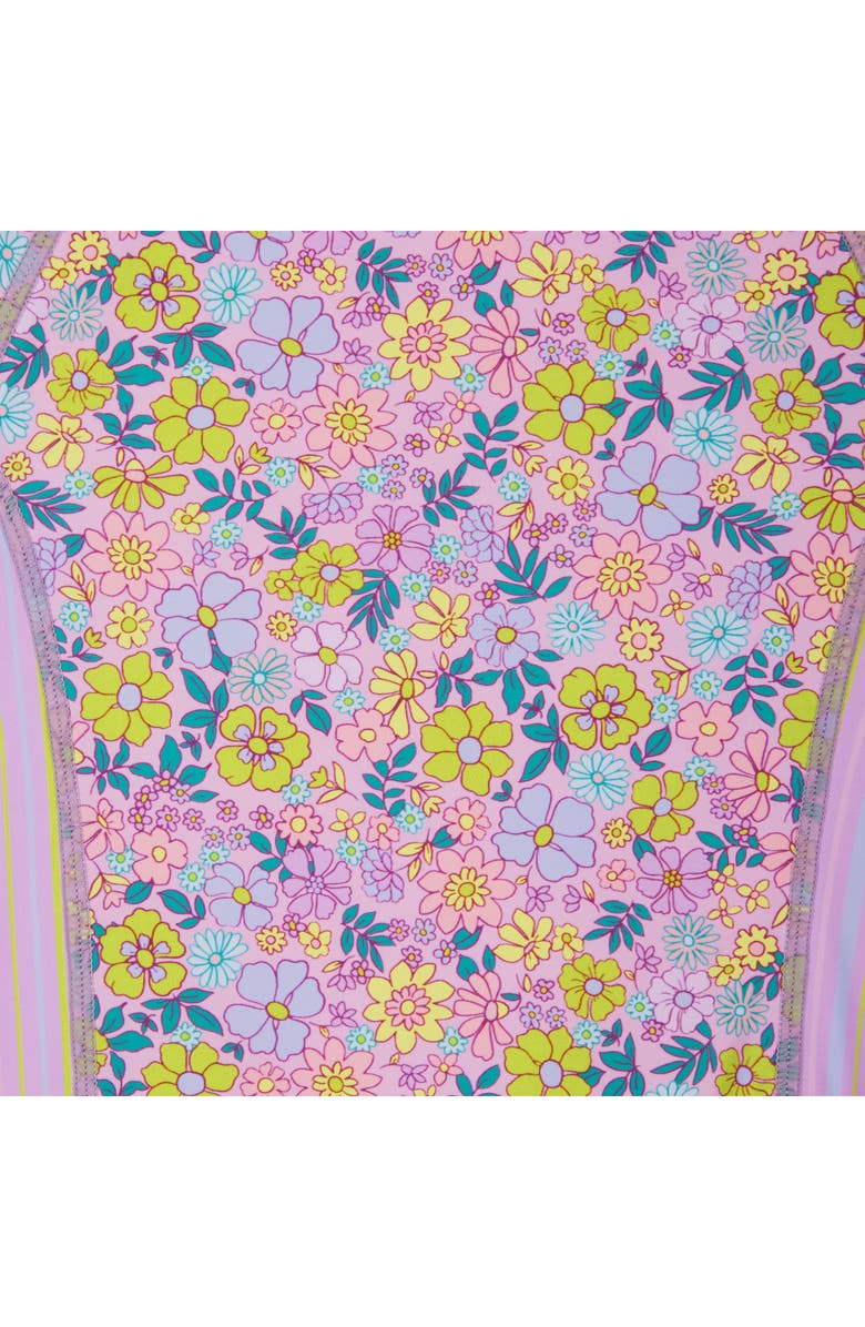 Andy & Evan Kids' Print Long Sleeve One-Piece Rashguard Swimsuit & Hair Tie Set, Alternate, color, Purple Mix