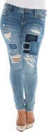 SLINK Jeans Destroyed & Patched Skinny Jeans