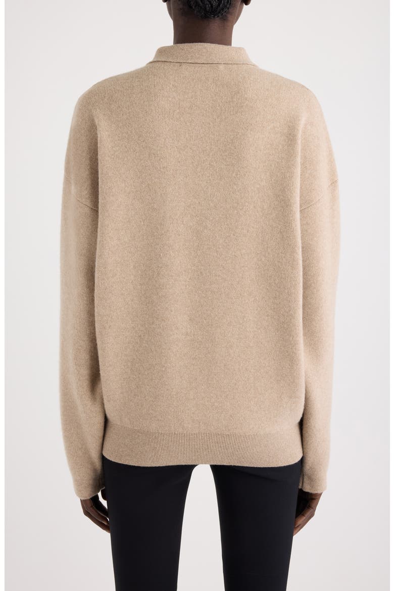 La Maille Vareuse Pallone Merino Wool & Cashmere Polo Sweater, Alternate, color, BEIGE