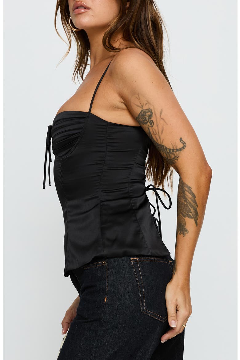 Hildy Tie-Back Satin Top, Alternate, color, BLACK