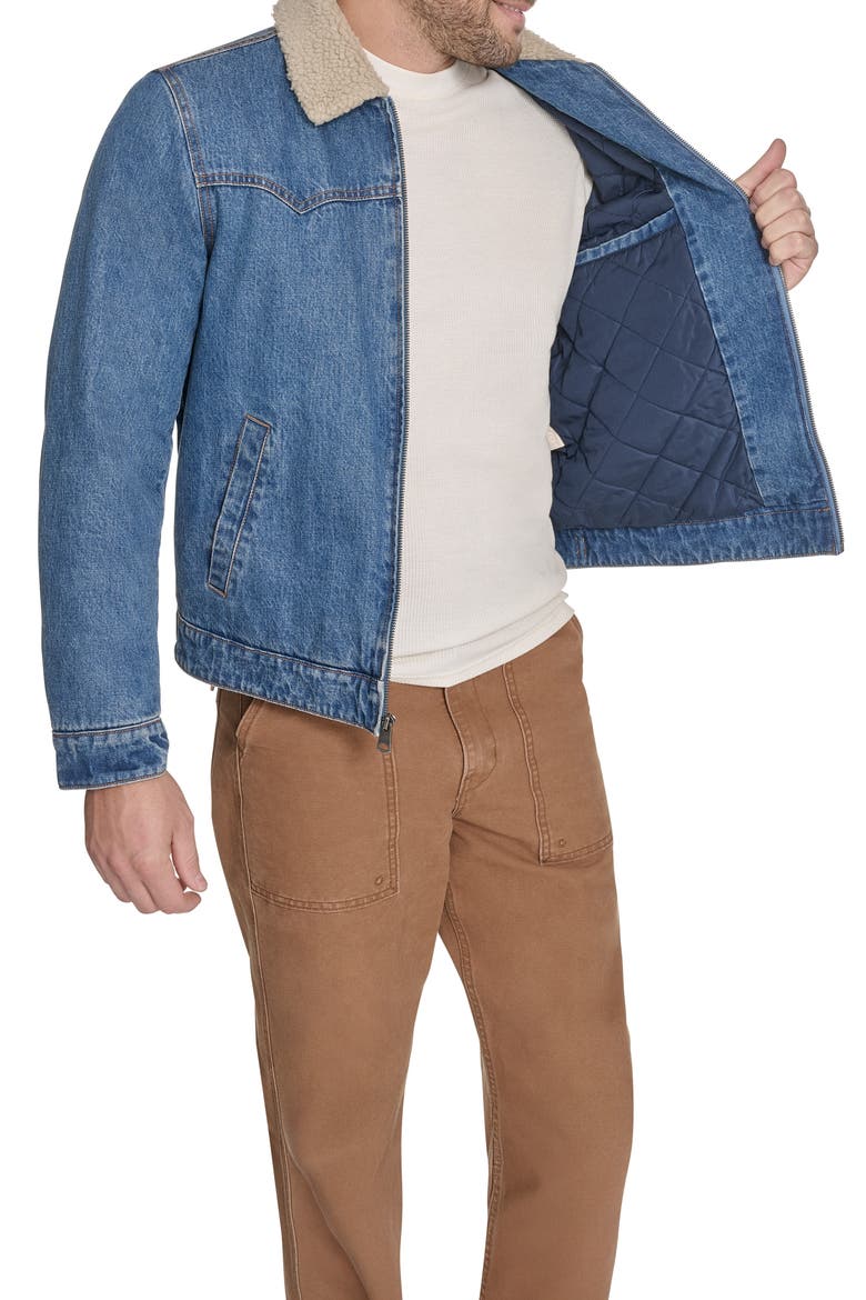 Western Denim Jacket with Removable Faux Shearling Collar, Alternate, color, MEDIUM WASH DENIM