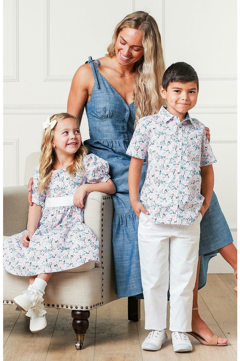 Girls' Organic Puff Sleeve Party Dress, Toddler, Alternate, color, English Floral