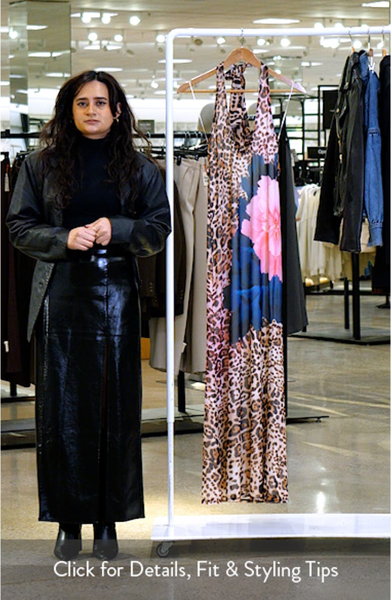 Paisleigh Mixed Print Halter Neck Maxi Dress, sales video thumbnail