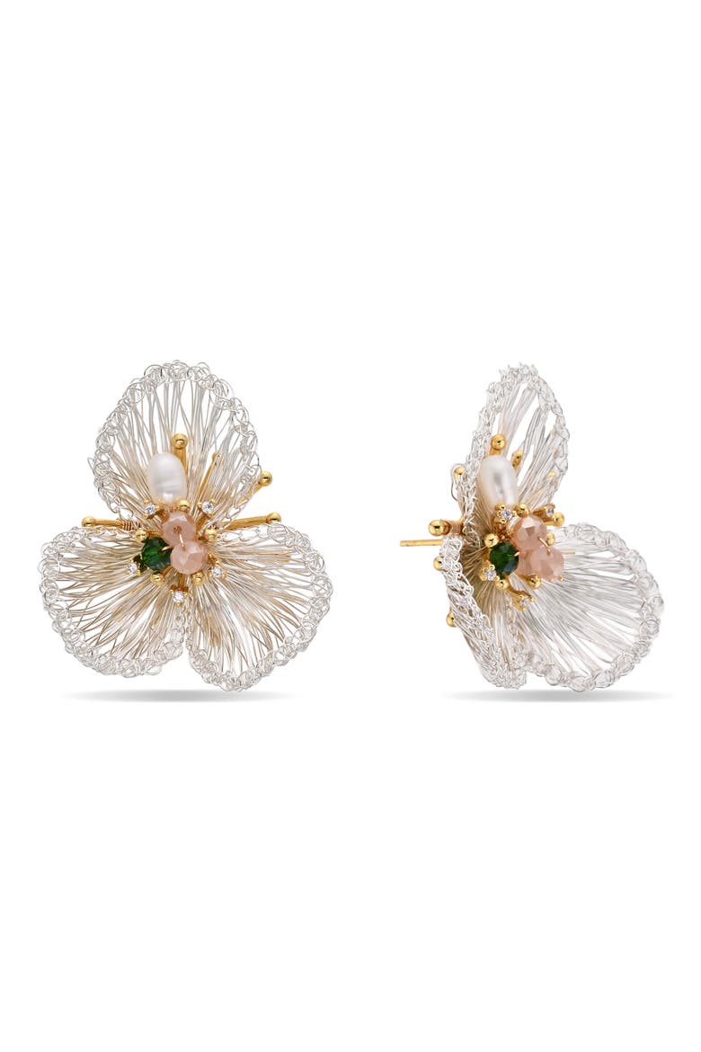 Veronica Floral Earrings, Main, color, GOLD