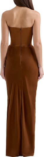 Persephone Strapless Corset Satin & Velvet Gown