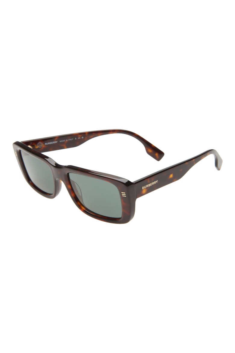 55mm Rectangular Sunglasses, Alternate, color, TORTOISE/ DARK GREEN